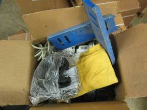 box of hooks, frisbees and more ...
