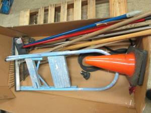 lot of rakes, orange cones  step st...