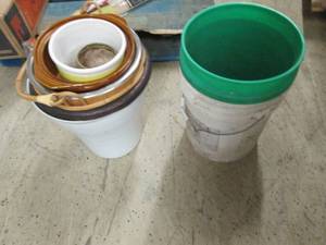 planters and 5 gallon buckets ...
