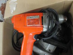 box of saw, drill and vacuum ...