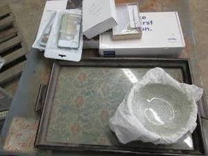 box of serving tray glass dishes, l...