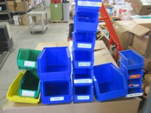 16 various size bins ...