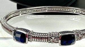 lot 8 image: Judith Ripka Sterling Silver and Sapphire Rhinestone Bracelet