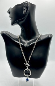 lot 34 image: Sterling Silver Pagoda Octopus Murano Glass Dangle Pendant Necklace