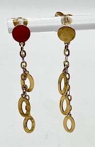 lot 43A image: Pair of 14k Yellow Gold Dangle 1.5 Inch Earrings
