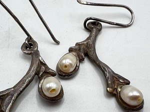 lot 48A image: Pair of Sterling and Pearl Earrings