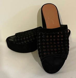lot 103 image: Robert Clergerie Black Open Toe Wedge Sandals