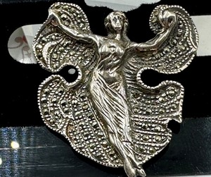lot 281 image: Two Art Nouveau Style Sterling and Marcasite Brooches