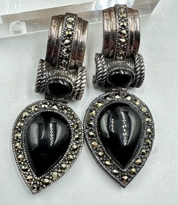 lot 279 image: Marcasite and Onyx Earrings