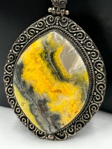 lot 416 image: Sterling Silver and Bubble Bee Jasper Pendant