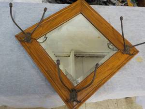 lot 48 image: Vintage Wall Mirror Coatrack 17 S...