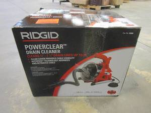 lot 292 image: RIDGID PowerClear 120-Volt Drain Cleaning Snake Auger Machine for Heavy Duty Pipe Cleaning for Tubs, Showers, and Sinks, OPEN BOX, USED, WORKS