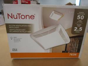 lot 305 image: Broan-NuTone 50 CFM Ceiling Bathroom Exhaust Fan with Light, 763N - OPEN BOX