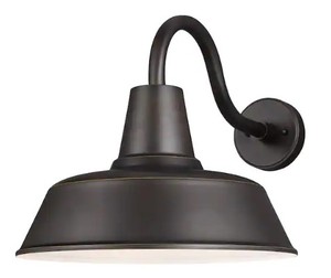 lot 285 image: Generation Lighting Barn Light 1 Light Antique Bronze Modern Farmhouse Outdoor Wall Mount Medium Lantern Sconce - Open Box