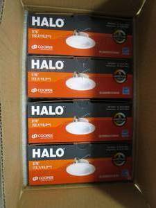 lot 307 image: (4) HALO RL56 Series 56 in. Recessed LED retrofit module Selectable CCT and Lumens, Integrated LED Matte White - NEW