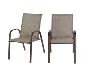 lot 341 image: StyleWell Mix and Match Dark Taupe Steel Sling Outdoor Patio Dining Chair in Riverbed Taupe Tan (2-Pack) (OPEN BOX)