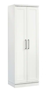 lot 338 image: SAUDER HomePlus Soft White 23 in. Wide Storage Cabinet, 422425, SOME SLIGHT DAMAGE TO A COUPLE PIECES - SEE PHOTOS