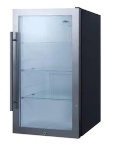 lot 360 image: Summit Appliance 19 in. 3.1 cu. ft. Outdoor Refrigerator in Black, SPR489OS - MISSING DOOR HARDWARE, SLIGHT SCRATCH AND DENT. WORKS