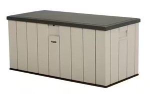 lot 362 image: Lifetime 150 Gal. Heavy-Duty Outdoor Storage Deck Box, 60254, Dimensions H 27 in, W 59 in, D 28 in - OPEN BOX