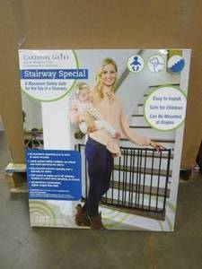 lot 344 image: Cardinal Gates SS30 Stairway Special Baby Gate for Stairs - Adjustable Indoor Aluminum Safety Gate for Kids & Pets - 27 to 42.5 Inches Wide - Black,