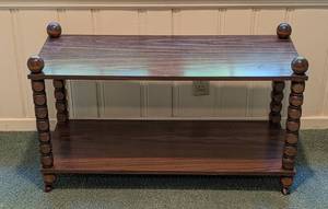 lot 107 image: Rolling Wood TV Stand