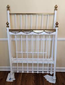 lot 12 image: Antique Painted Brass Twin Bed Frame
