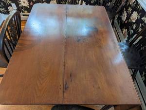 lot 29 image: Vintage Wood Drop Leaf Table and Chairs