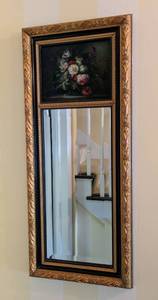 lot 42 image: Gold Framed Mirror with Floral Painting
