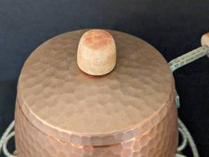lot 66 image: Vintage Swiss Hammered Copper Fondue Set