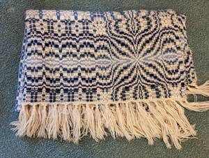 lot 153 image: Wicker Magazine Rack and Vintage Throw Blanket