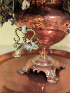 lot 171 image: Antique Copper Samovar and Tray