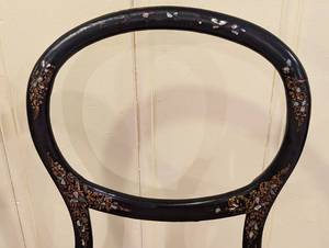 lot 195 image: Vintage Mother of Pearl Inlaid Balloon Back Side Chairs