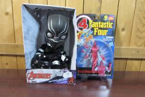 lot 19 image: High Evolutionary Action Figure & Marvel Black Panther Heart of Wakanda Plush