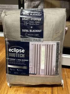 lot 27 image: Eclipse DuoTech Total Blackout Window Curtain Panel, 2-pack Maddox LINEN
