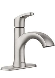 lot 25 image: Brushed Nickel Moen 84346SRN Karis One-Handle High Arc Bathroom Faucet