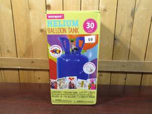 lot 59 image: Unique Helium Balloon Tank Kit For Birthday Party, Includes 30 Balloons & Ribbons