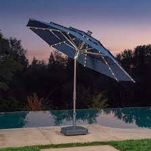 lot 113 image: 11ft Solar LED Umbrella with Collar Tilt
