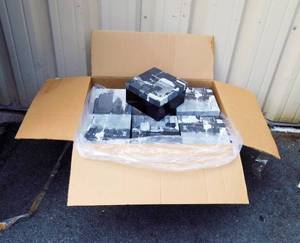 lot 1 image: 18  Vintage Brown and Bigelow John Berkey Designed Gray and Black Metro Gift Boxes