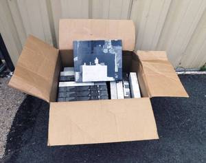 lot 16 image: 16 Vintage Brown and Bigelow John Berkey Gray and Black Designed Metro Gift Boxes