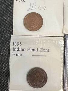 GROUP OF 4 INDIAN CENTS 1883 1886 1895 1909