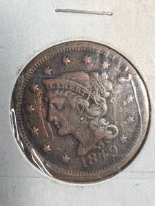 1849 US BRAIDED HAIR LARGE CENT