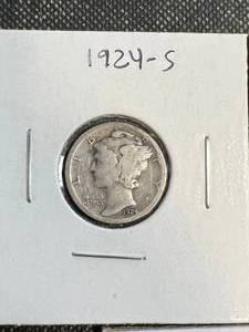 GROUP OF 3 US MERCURY DIMES 1924-S 1925 1929