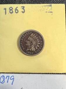GROUP OF 4 INDIAN CENTS 1863 1878 1879 1880