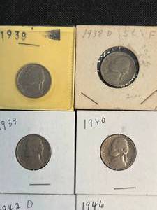 GROUP OF 11 JEFFERSON NICKELS 1938-1952