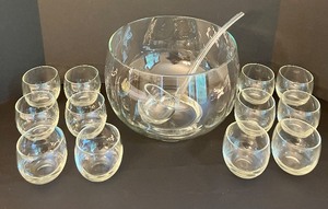 lot 62 image: West Virginia Glass Punchbowl, Ladle and 12 Glasses