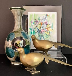 lot 72 image: MCM Brass Pheasants, Artwork and Vase