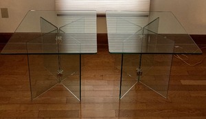 lot 74 image: Pair of Glass Side Tables with Glass Base