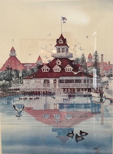 lot 8 image: JOHN YATO Boat House of Coronado - Signed & Numbered