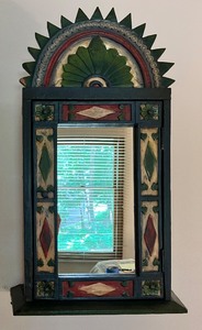 lot 40 image: Ornate Wood Mirrored Cabinet