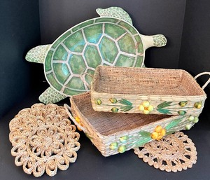 lot 52 image: Pier One Melamine Turtle Bowl, Baskets and More